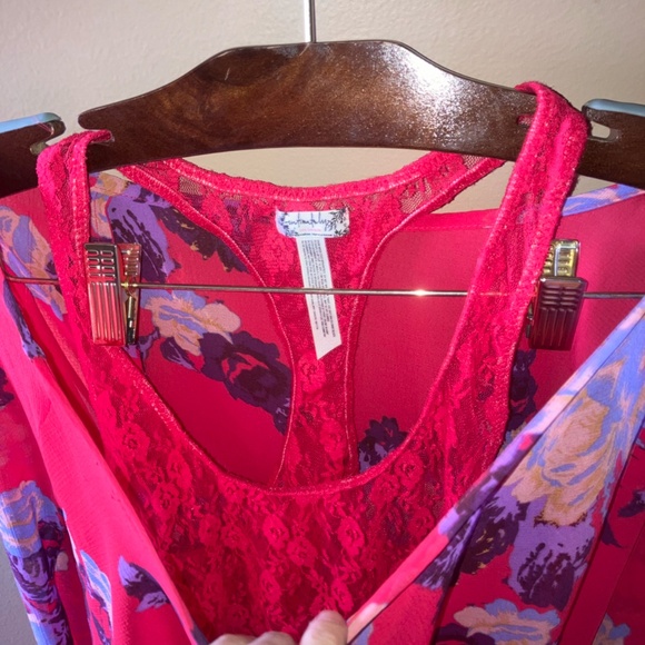 Free People  Floral Sheer Top Blouse with Attached Bodysuit - Picture 3 of 6